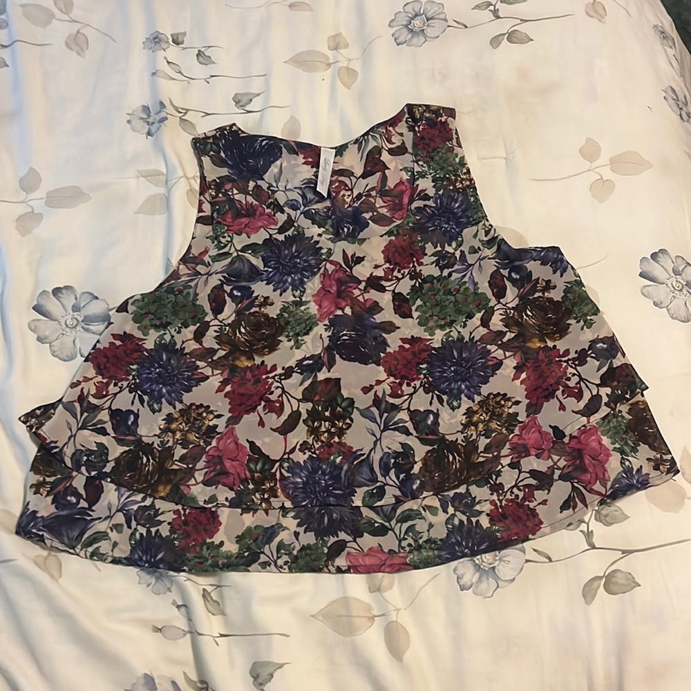 Ruffle Floral Tank Blouse